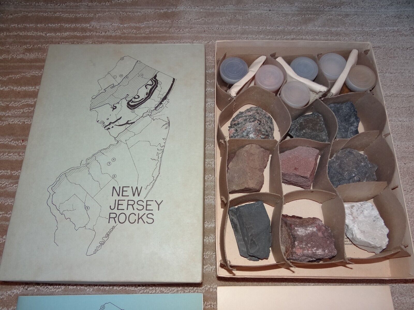 Rare Vintage 1963 New Jersey NJ Rocks Set w/ Map-Geology Specimens-Kemble Widmer