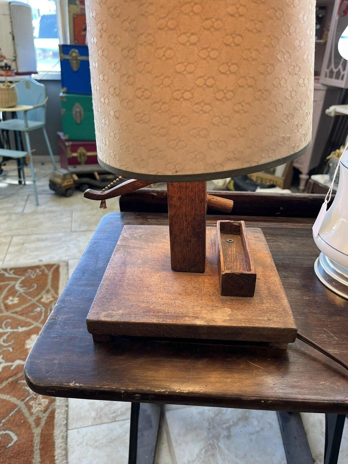 Vtg 1940’s Unique Wooden Well Hand Pump Western Cowboy American Farm Table Lamp