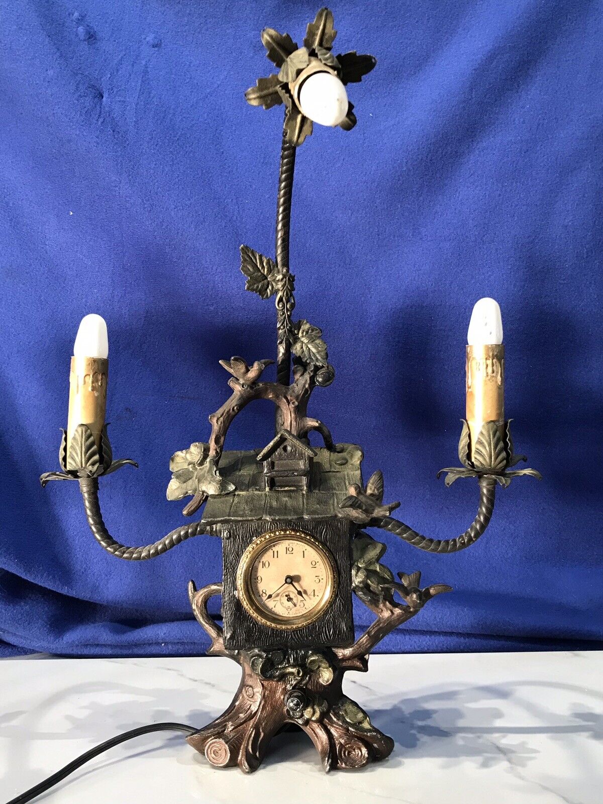 Vintage Antique USA Waterbury,majestic Lamp Work Clock,mechanical Movement