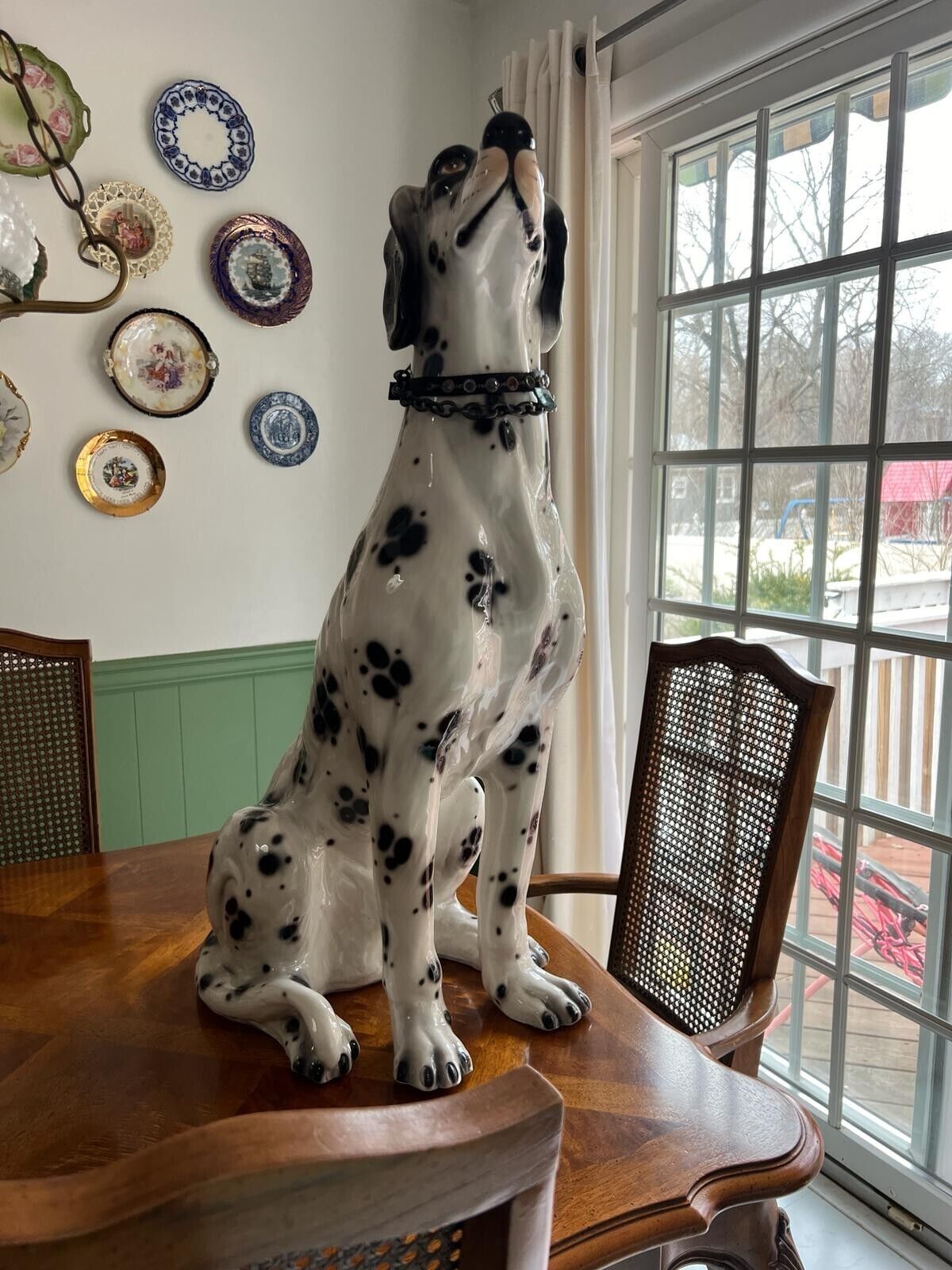 Vintage Italian Made Life Size Ceramic Dog, Dalmatian Large Life Size Sculpture