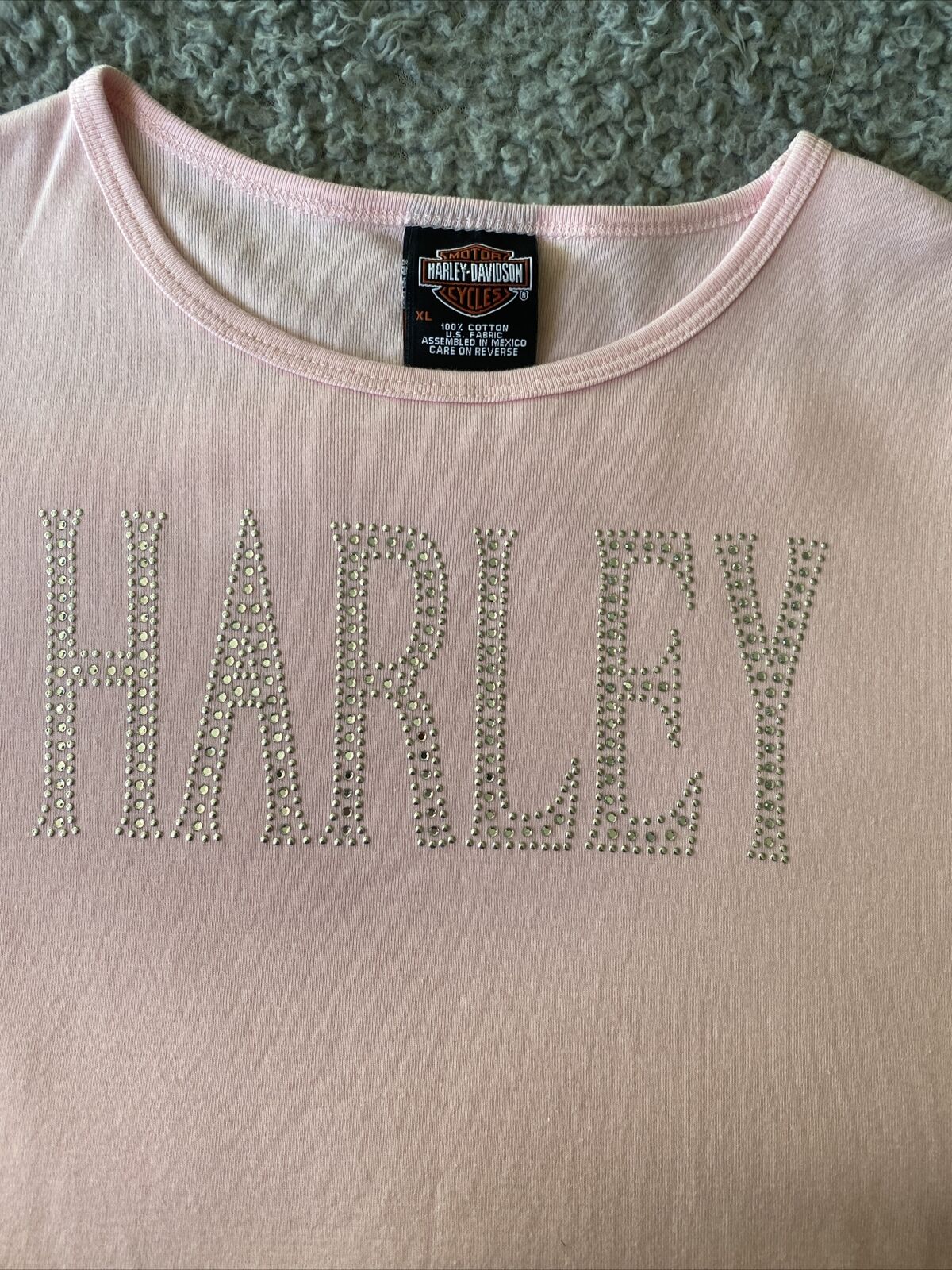 Harley Davidson Ladies XL Pink Rhinestone Accented T-Shirt from Fort Lauderdale