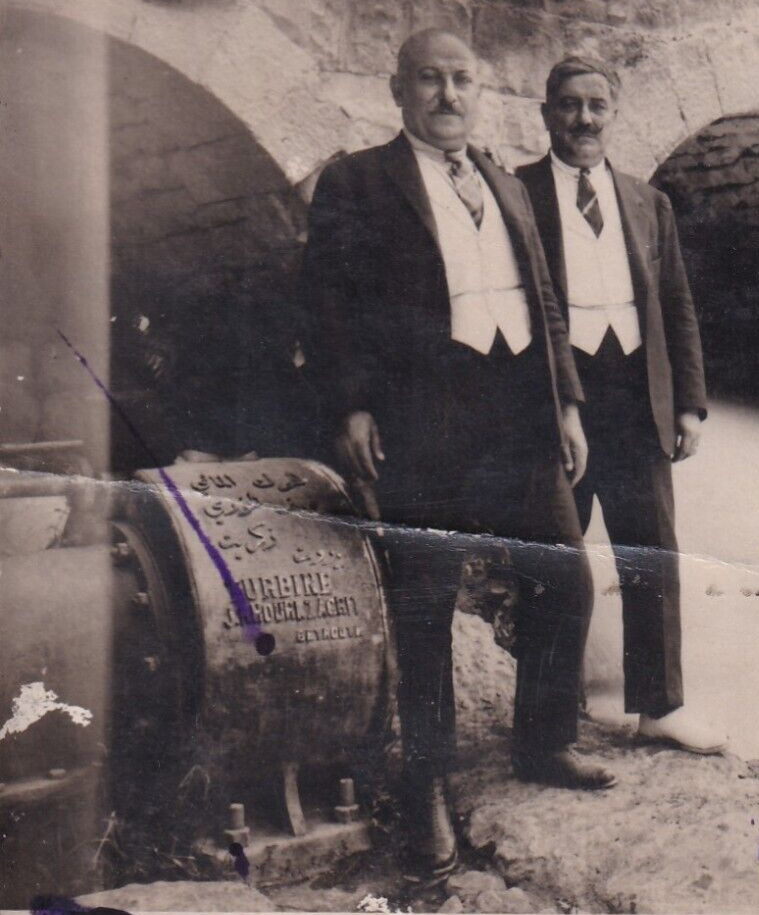 LEBANON VINTAGE PHOTO -  HANDSOME MEN  next to the Safa spring 1930 S