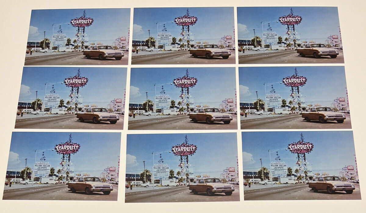 LOT OF 9 Postcard Old Las Vegas Strip Stardust Hotel Casino Classic Car Scene