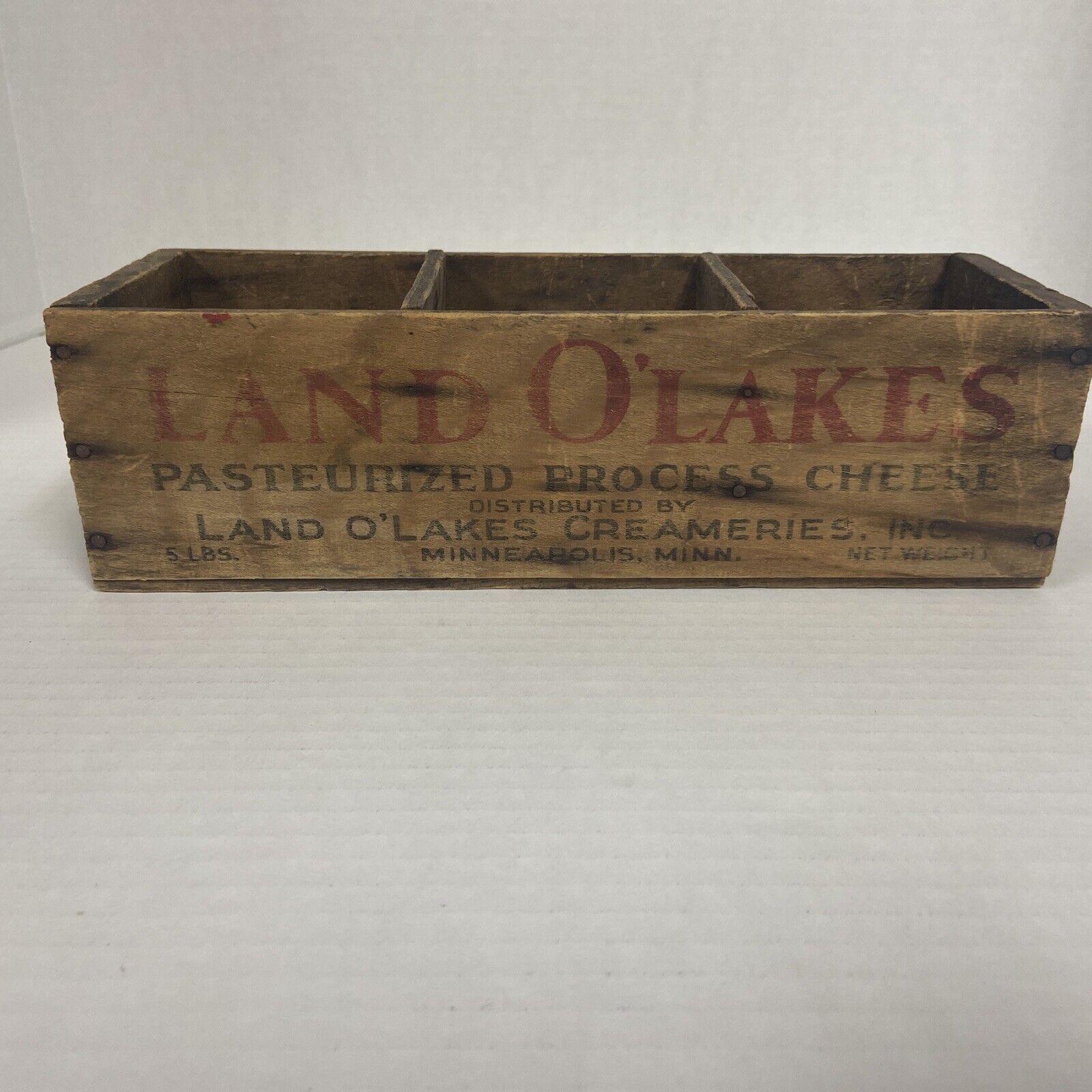 Vintage Land O’Lakes 5 Lb. Wooden Cheese Box, Minneapolis Minnesota