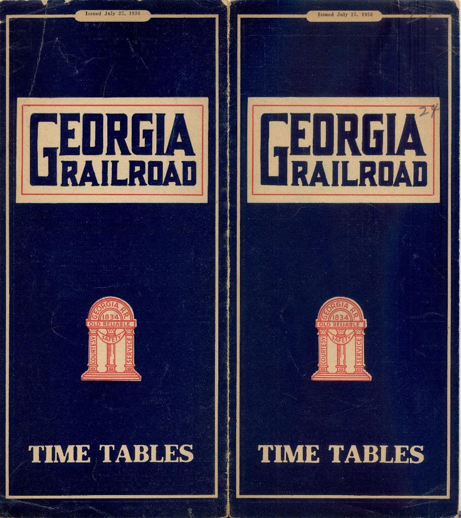 1936 Georgia Railroad Timetables \