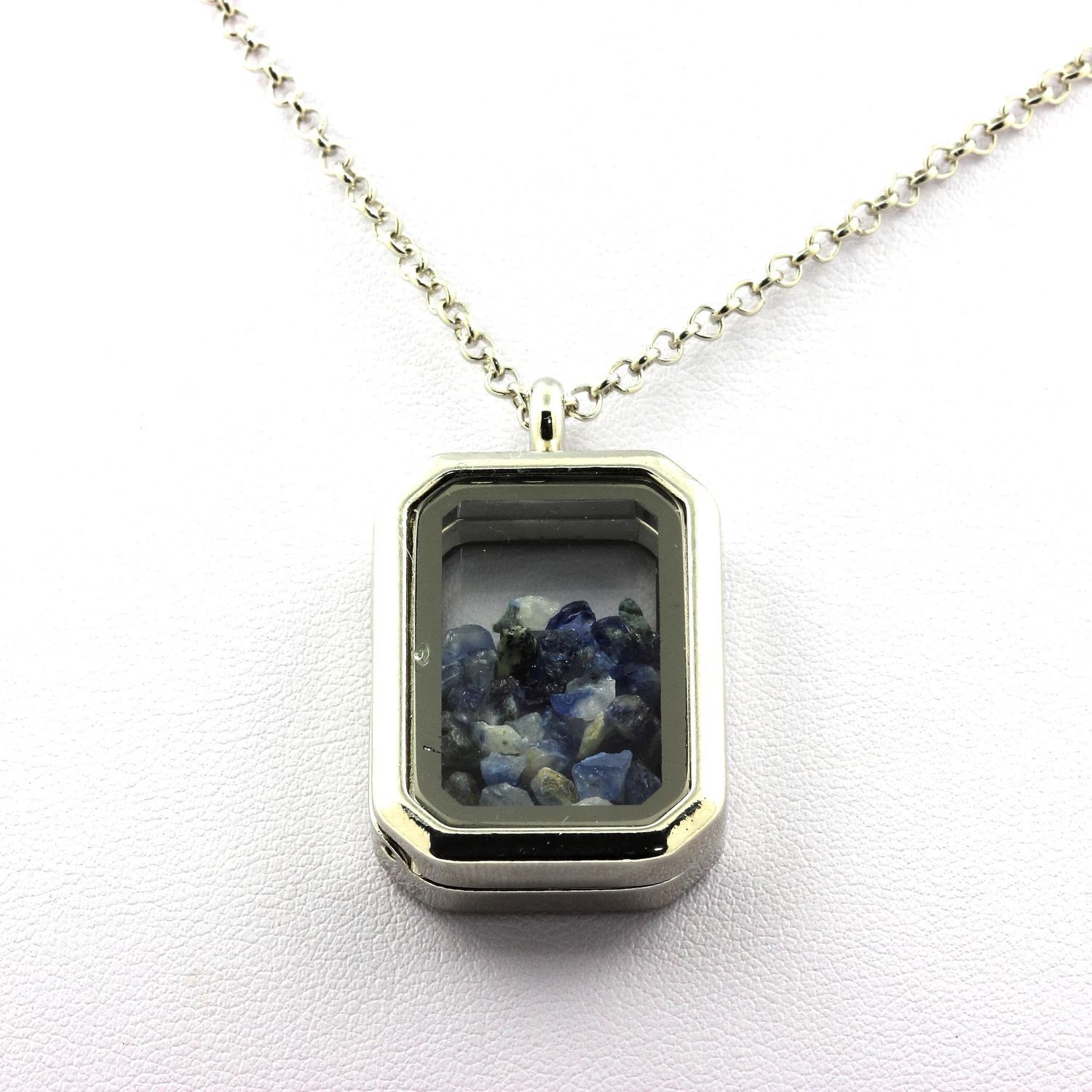 Necklace Benitoite Raw Model Rectangle IN Hex Cut