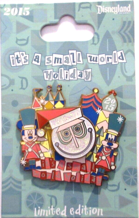 DISNEYLAND 2015 it's a small world CHRISTMAS HOLIDAY CLOCK FACE PIN - LE of 2500