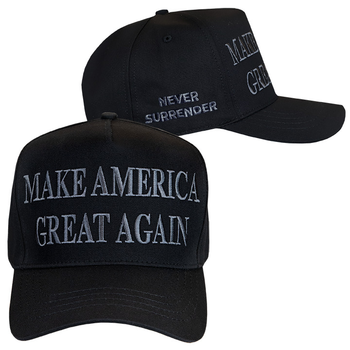 Official Trump MAGA - NEVER SURRENDER - Hat - Blackout (Made in USA)