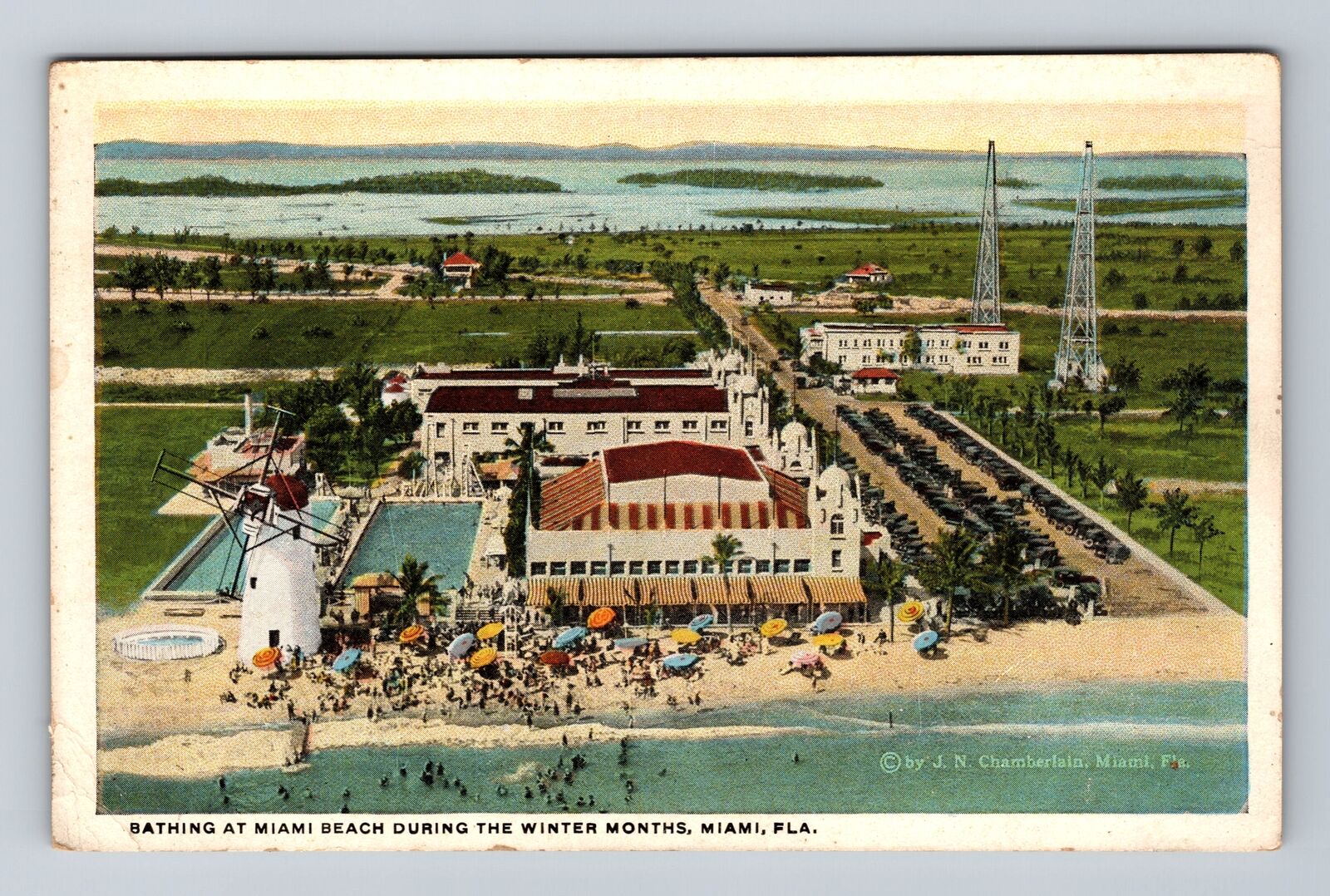 Miami FL-Florida, Bathing at Miami Beach in Winter Months Vintage Postcard