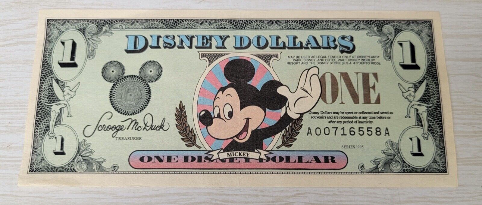 1995 Series Disney One Dollar Excellent Condition