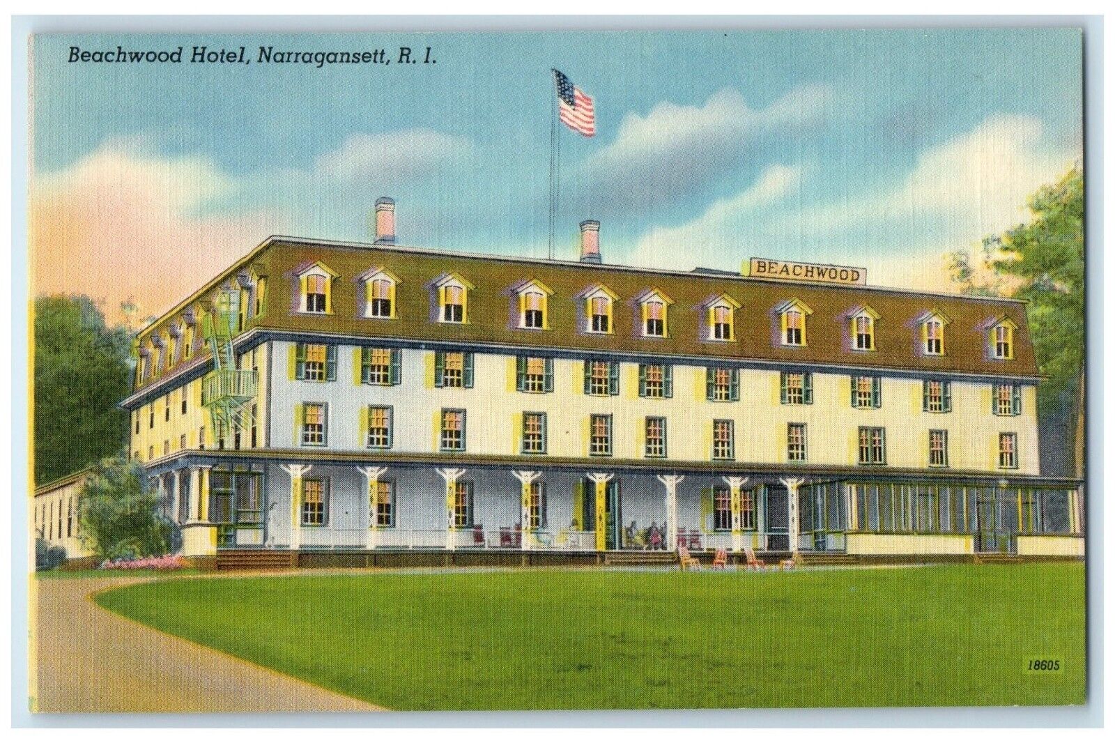c1940 Beachwood Hotel Exterior View Building Narragansett Rhode Island