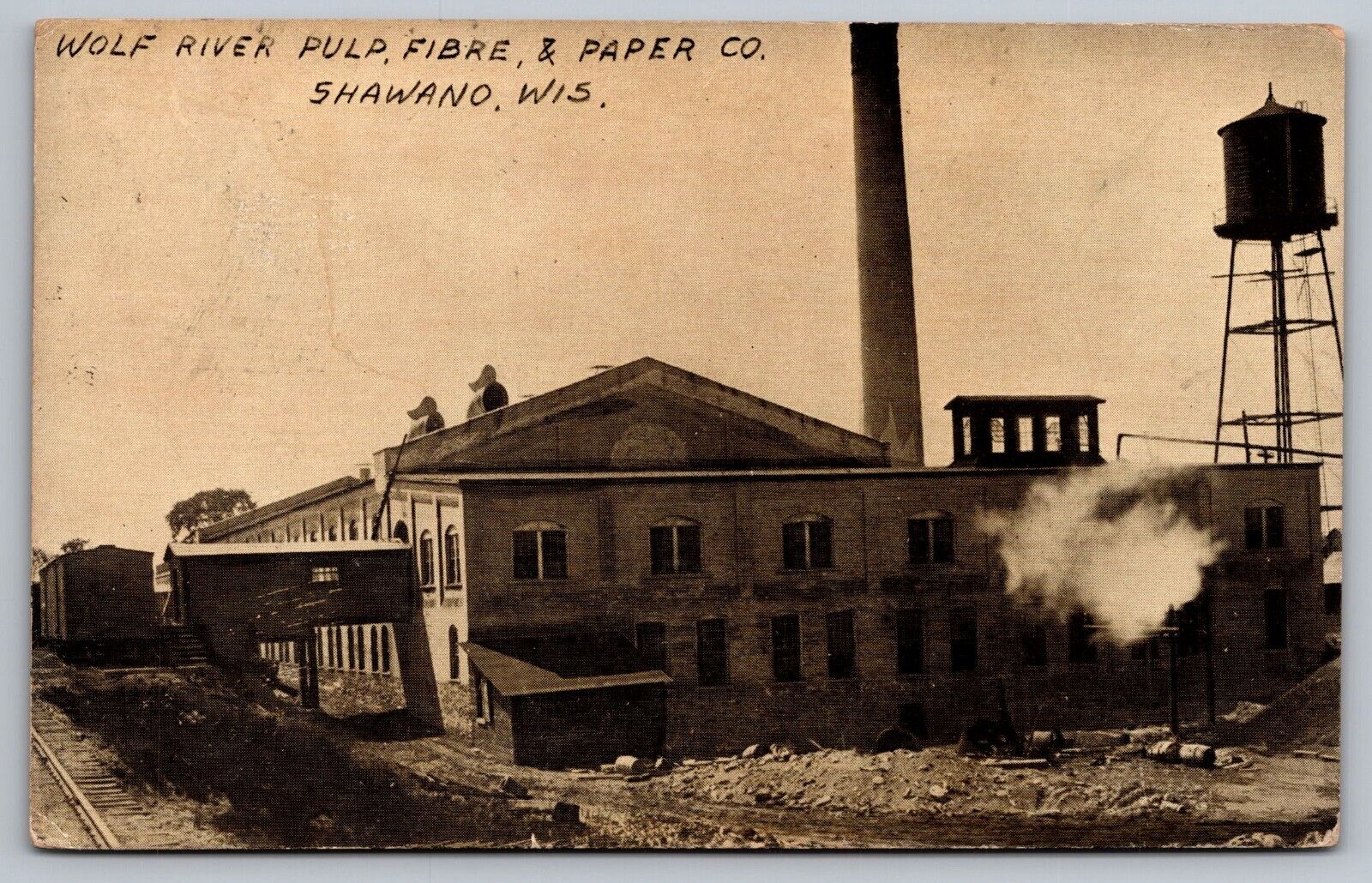 Wolf River Pulp, Fibre, & Paper Co.-Shawano Wisconsin Antique Postcard