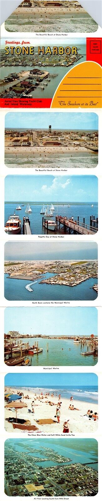 Postcard NJ Stone Harbor 14 View Souvenir Folder c1950s AE26