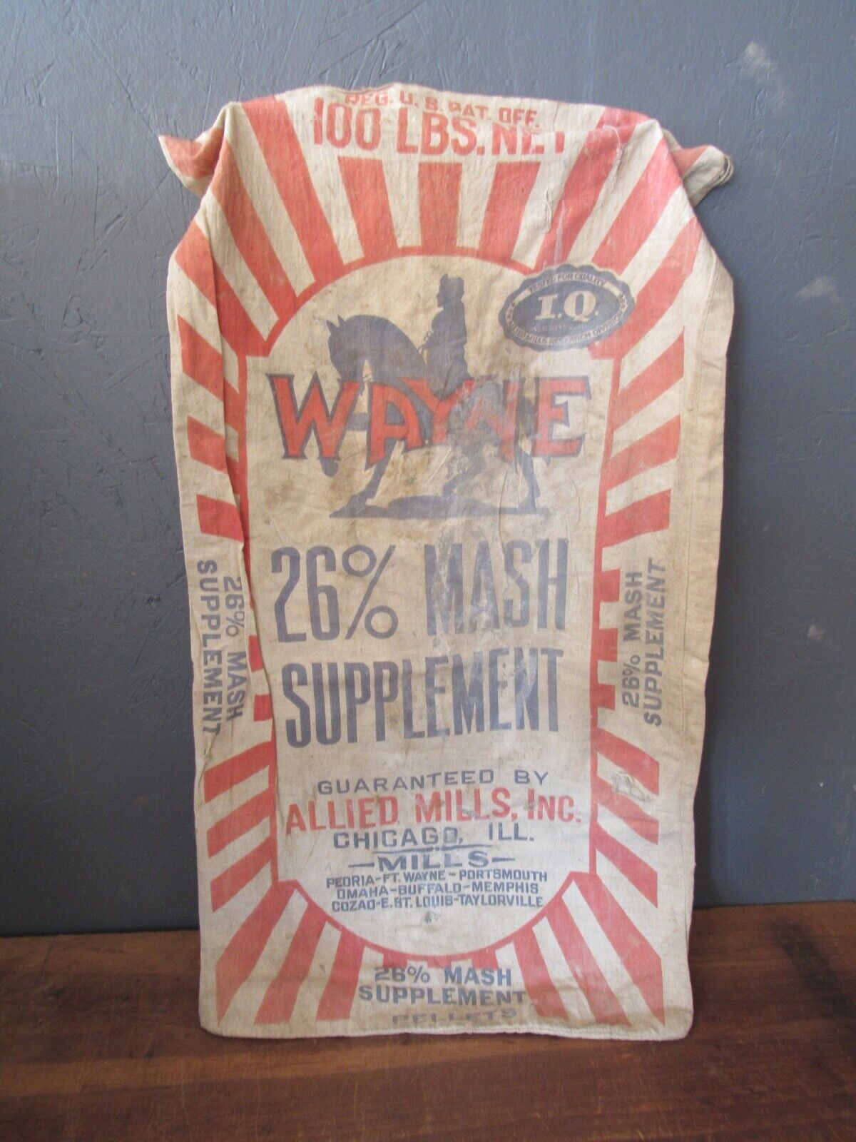 Vintage WAYNE Alled Mills Inc. Mash Supplement Sack Bag - Farmer Barn Man Cave