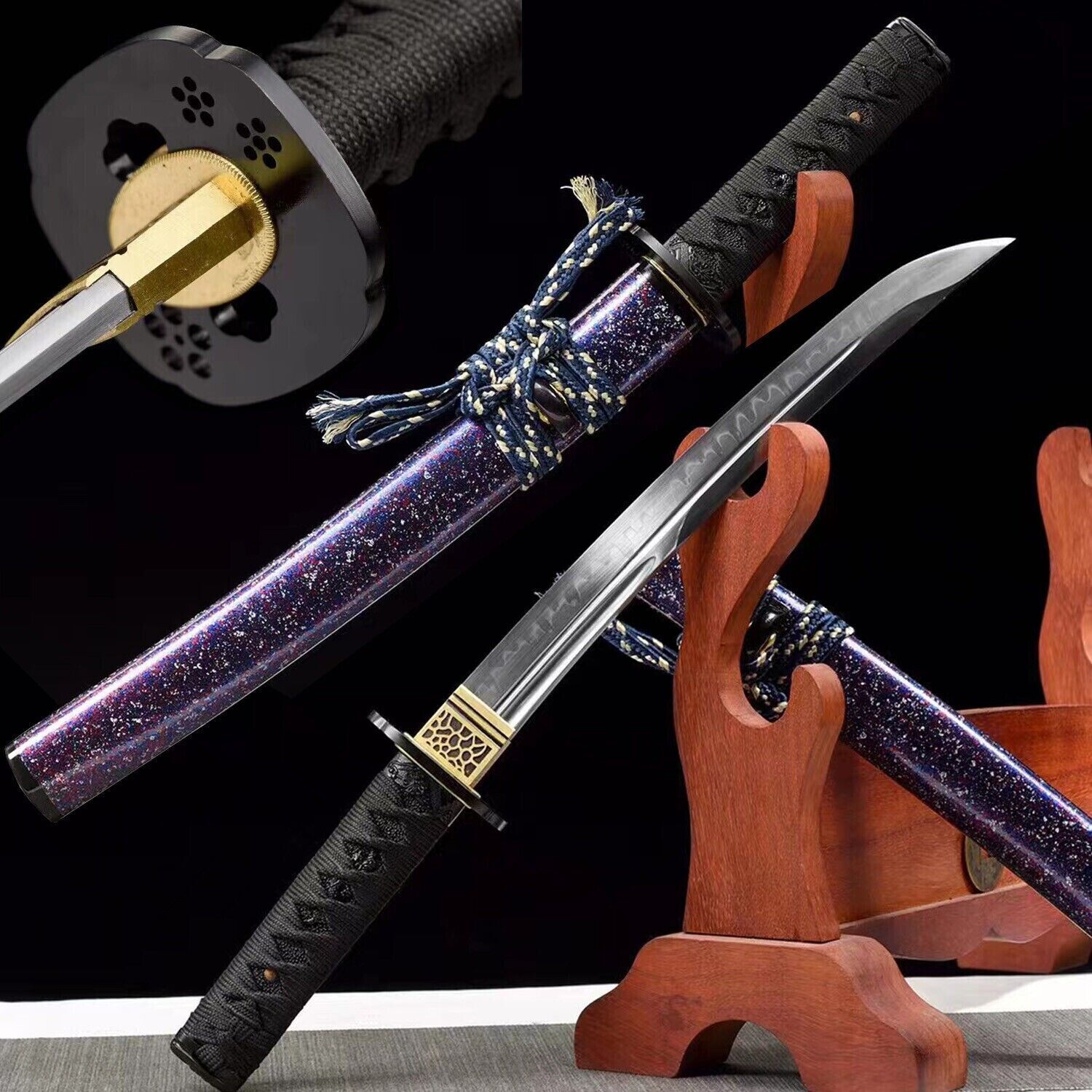 Handmade Authentic Tanto Samurai Sword Clay Tempered T10 Steel Real Hamon Sharp