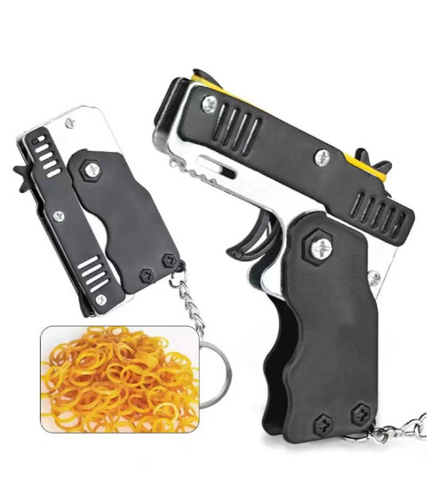 Mini keychain Car Keychain Toy Gun Shooting Pistol Kid Outdoor Party Folding