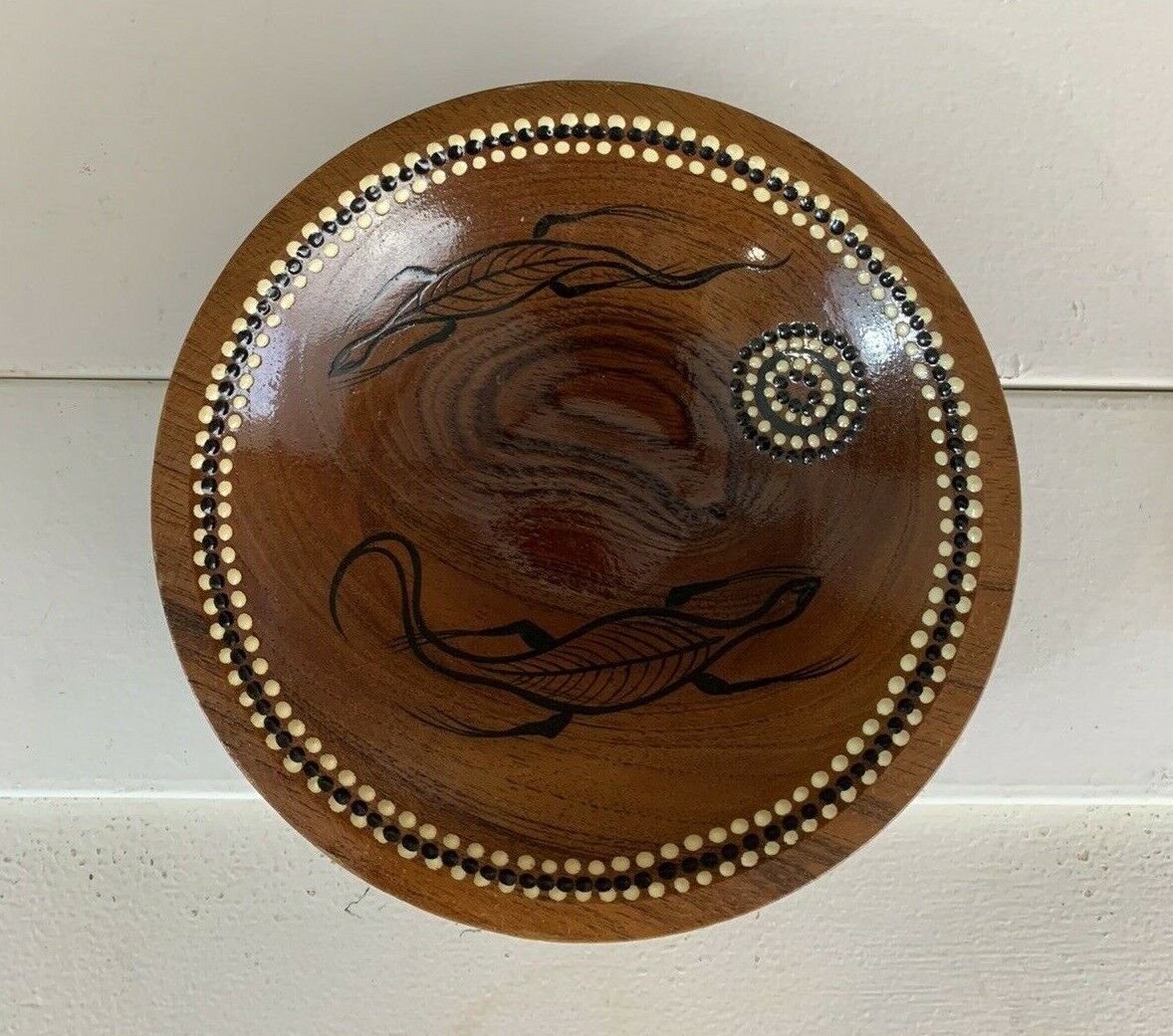 Handmade Australian Red Cedar Bowl Authentic Aboriginal Art 