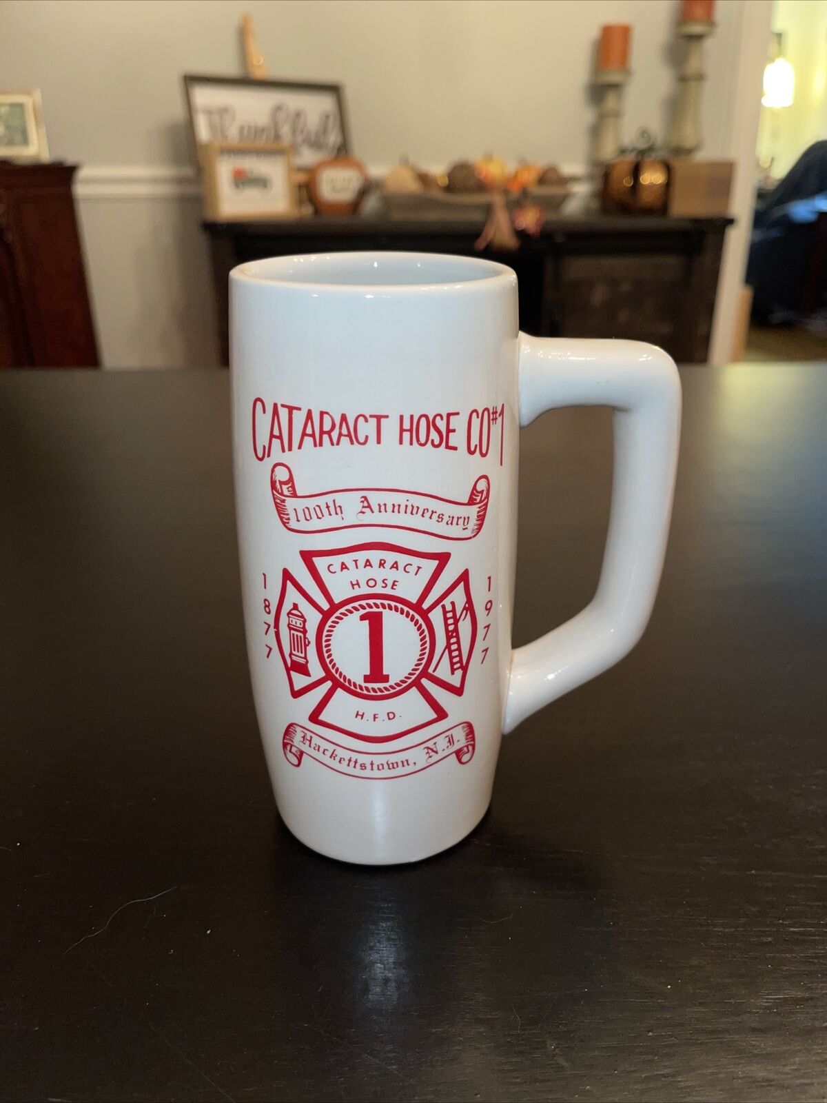 Vintage Cataract Hose Co. Hackettstown NJ Fire Dept 100th Anniversary 1977 Mug
