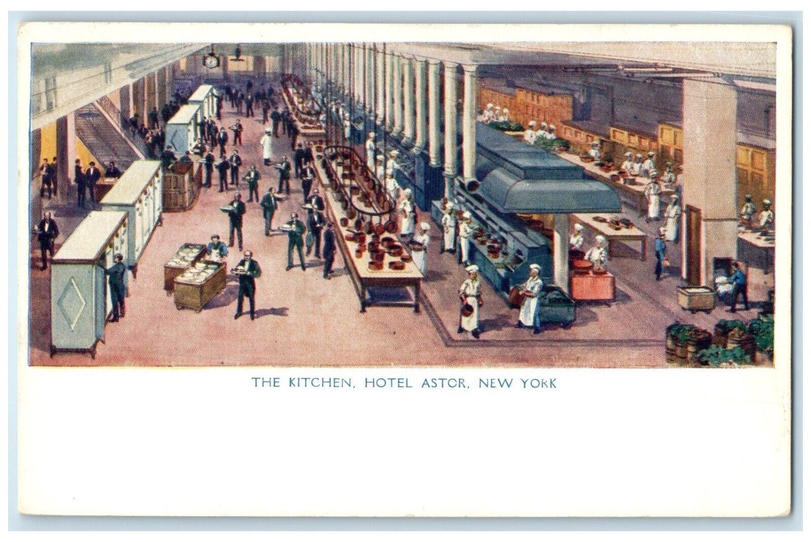 c1910 Kitchen Interior Building Hotel Astor New York NY Vintage Antique Postcard