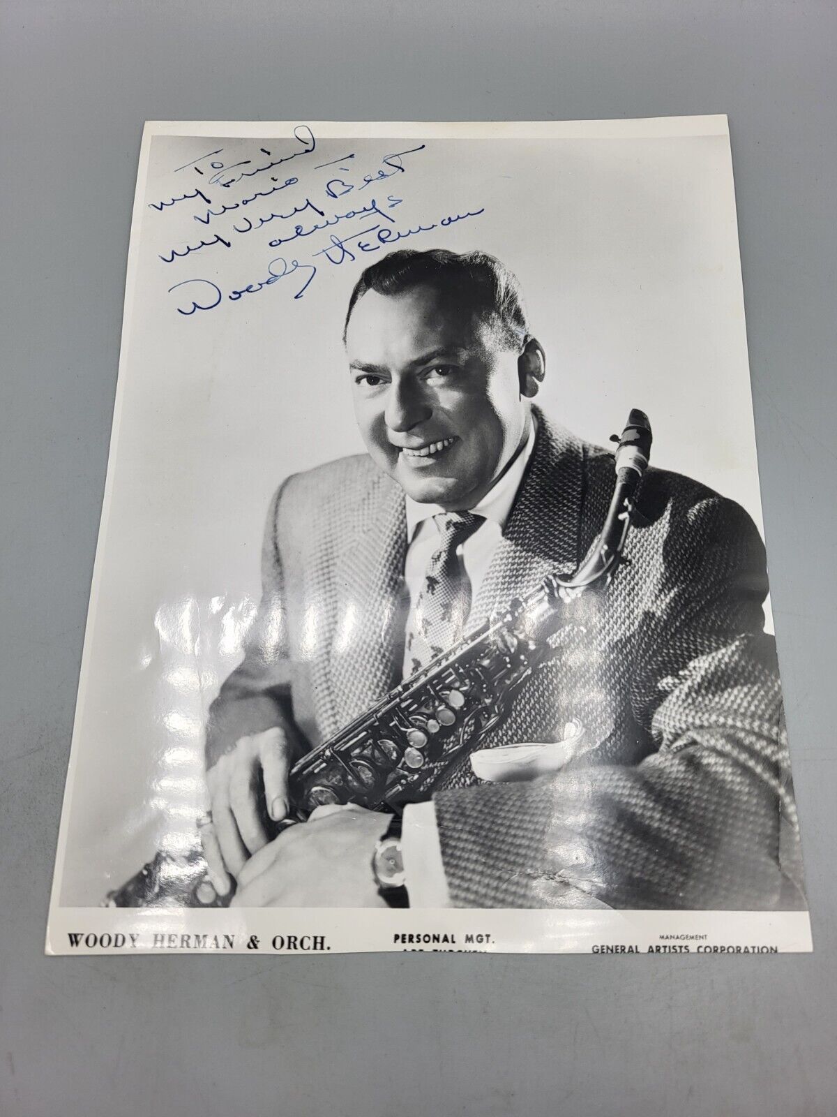 Woody Herman Autograph To My Friend Mario My Very Best Wishes Always 7.25\
