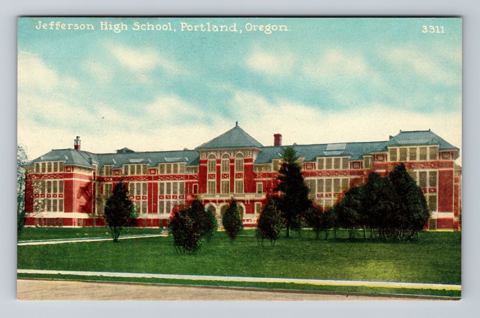 Portland OR-Oregon, Jefferson High School, Antique, Vintage Postcard