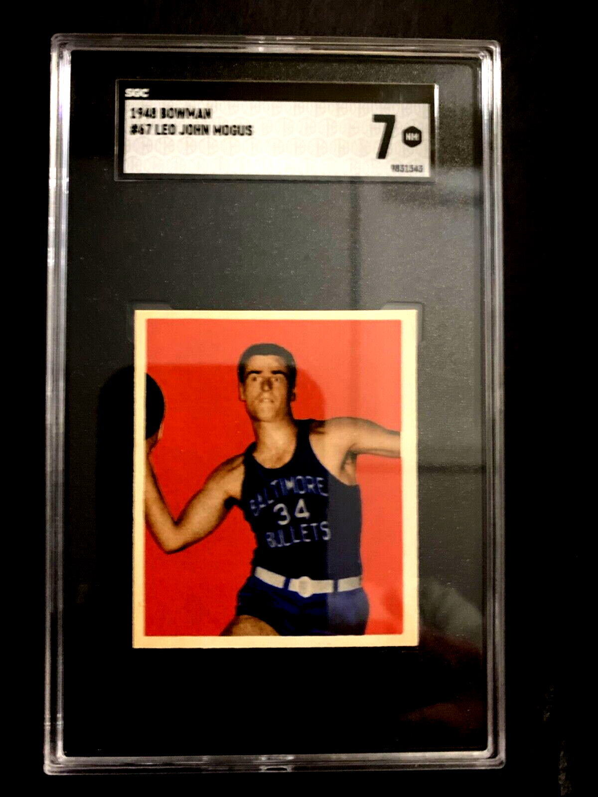 1948-BOWMAN BASKETBALL #67  LEO JOHN MOGUS ( SGC-7 )(NEW CASE) INCREDIABLE CARD