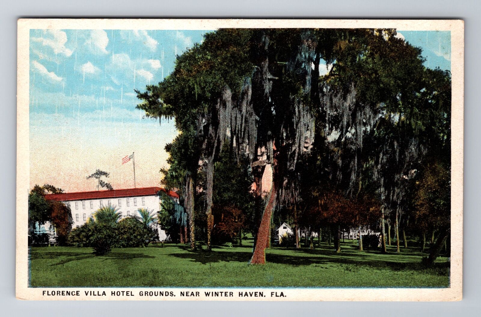 Winter Haven FL-Florida, Florence Villa Hotel Grounds, Antique Vintage Postcard