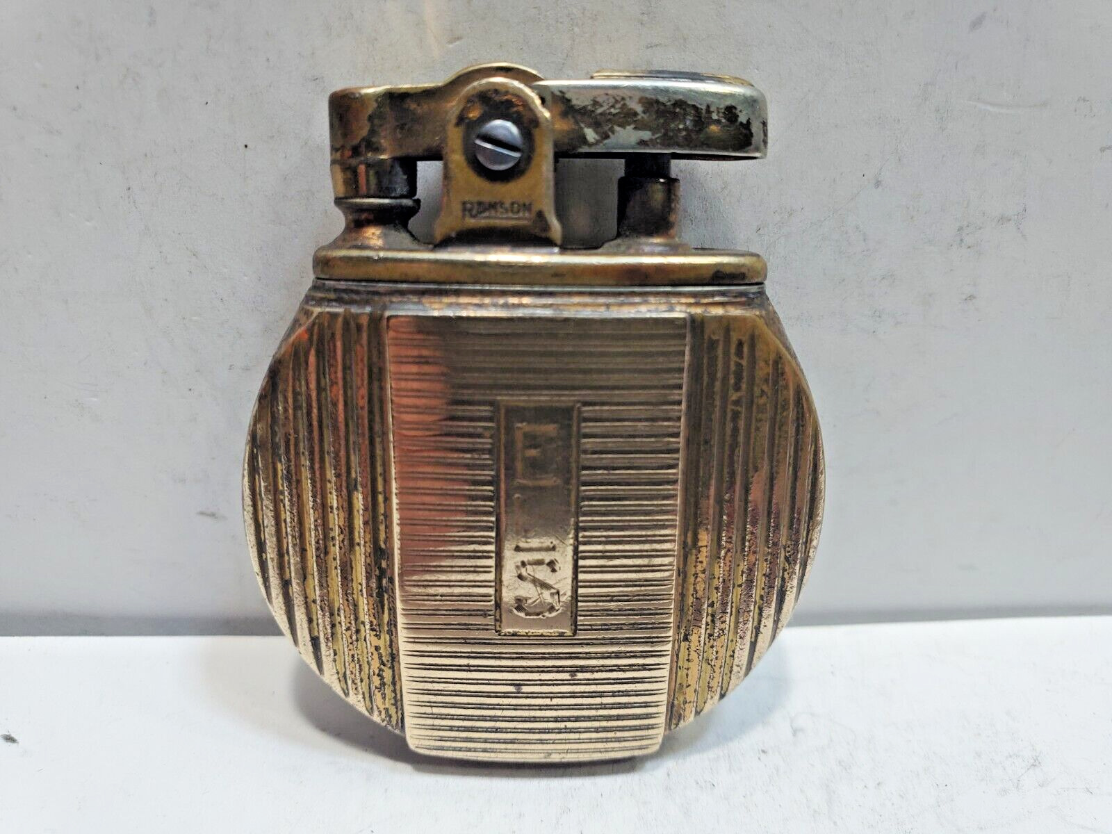 Working Vintage Ronson Dureum, Enamel & Brass Regent Art Deco Lighter   6448/26