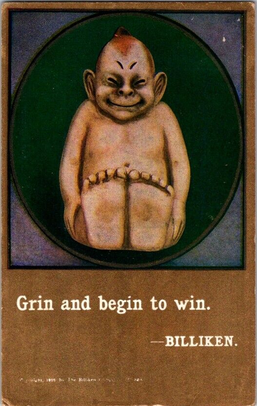 Vintage Postcard Billiken- Grin and Begin To Win c1908                     A-662