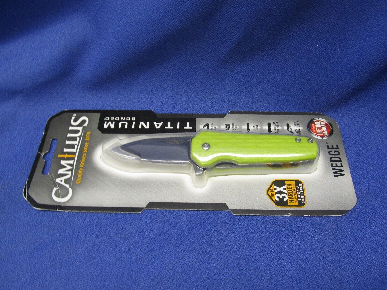 New Camillus Wedge Neon Green Handle Pocket Knife