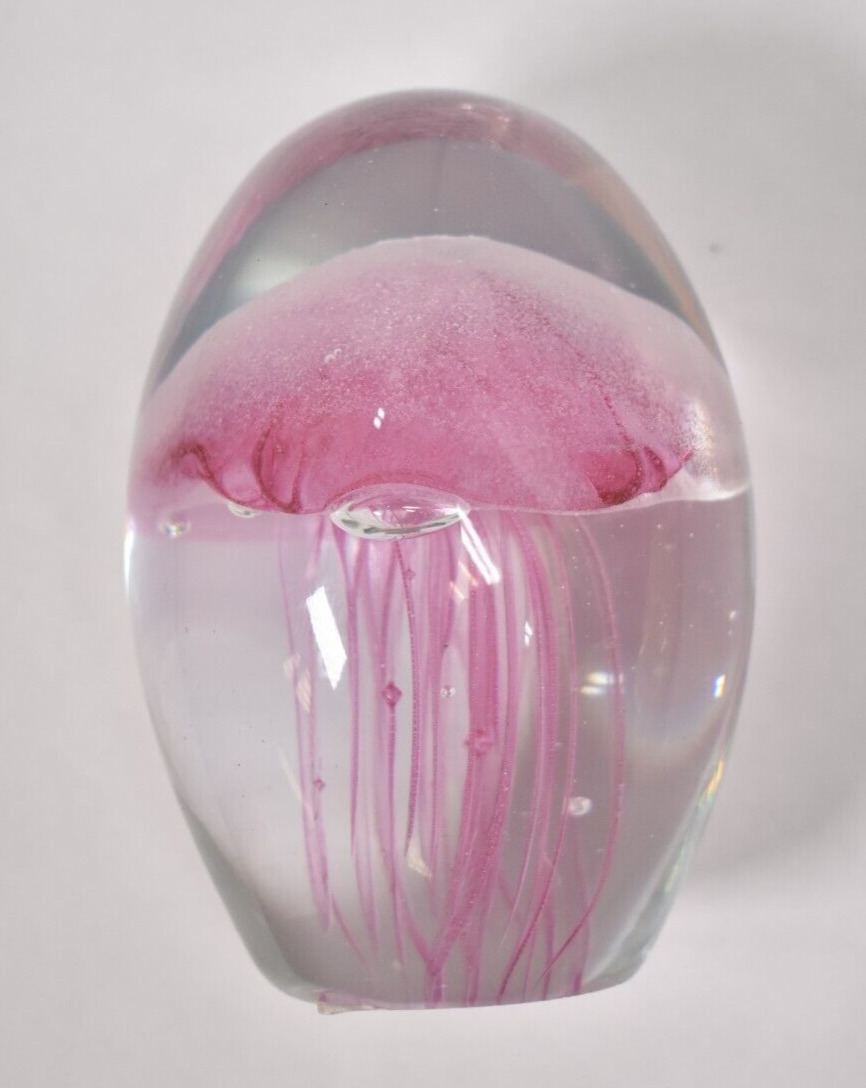 Dynasty Gallery Pink Gold Glow In The Dark Hand Blown Glass Jellyfish Weight