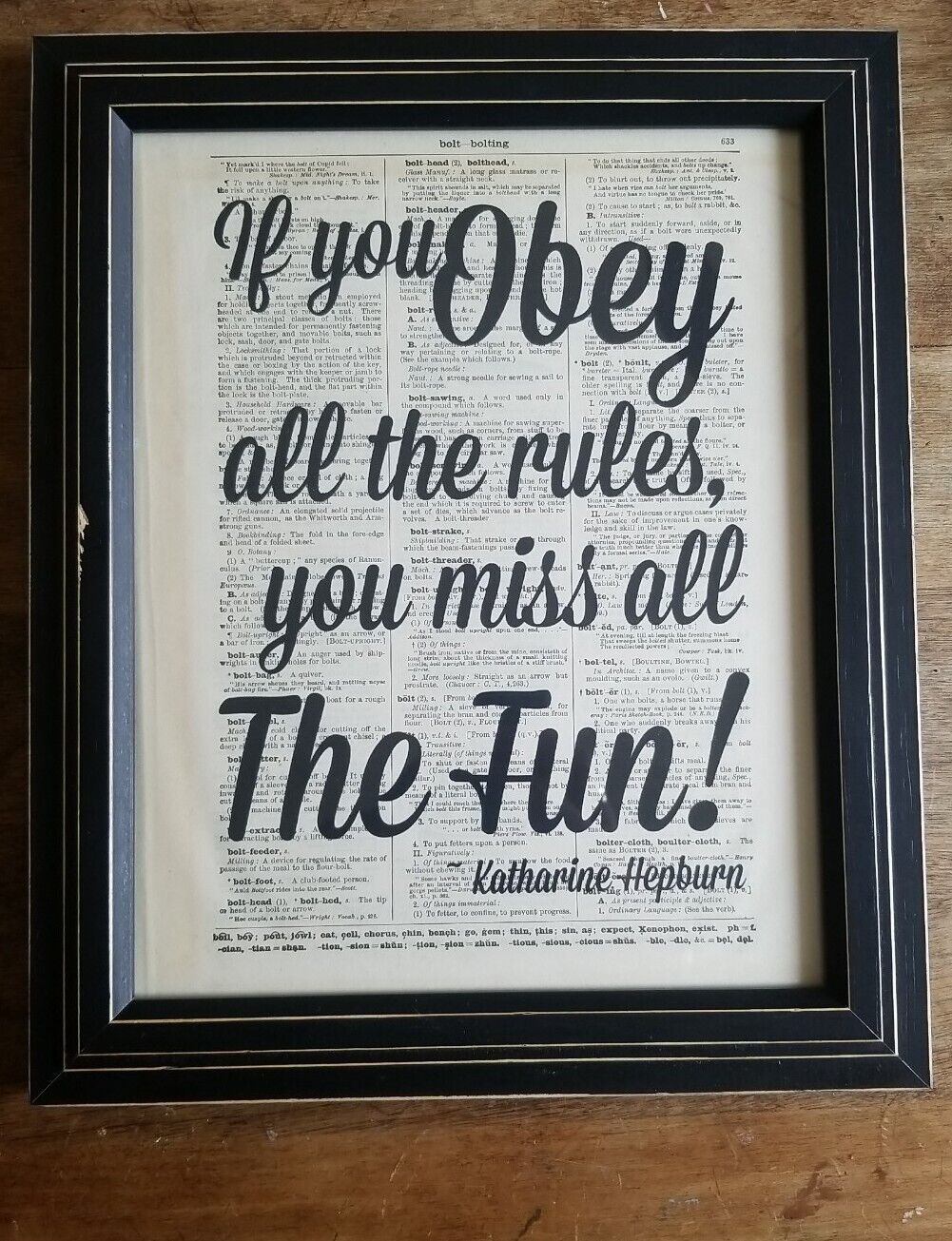 Vintage Custom Katharine Hepburn Quote Picture Frame