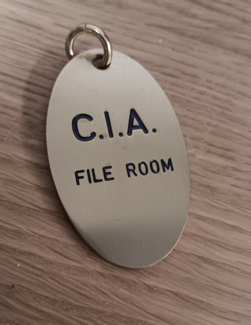 C.I.A. CIA File Room Keychain style like a Lowell Sigmund solid brass spy