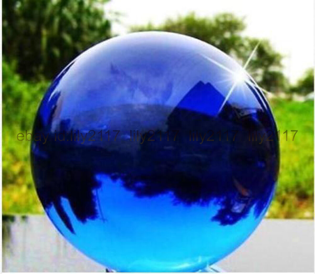 Huge Rare Natural Quartz Blue Magic Crystal Healing Ball Gem Sphere 80mm + Stand