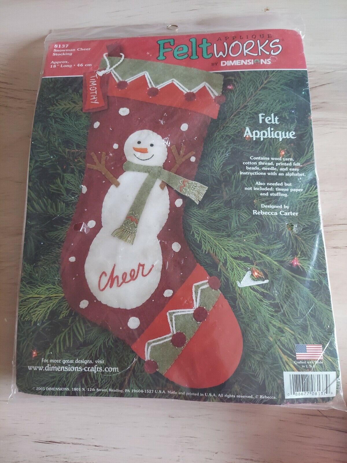 SNOWMAN CHEER Christmas Stocking kit DIMENSIONS 2005 8137 felt applique