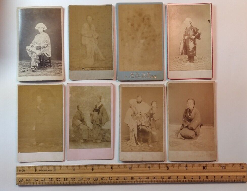 8 Old Japanese Cabinet cards