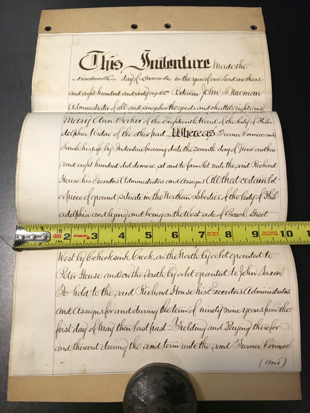 Indenture Land Deed 1868 Philadelphia - Unusual 4 Page Doc. w Seals & Stamp