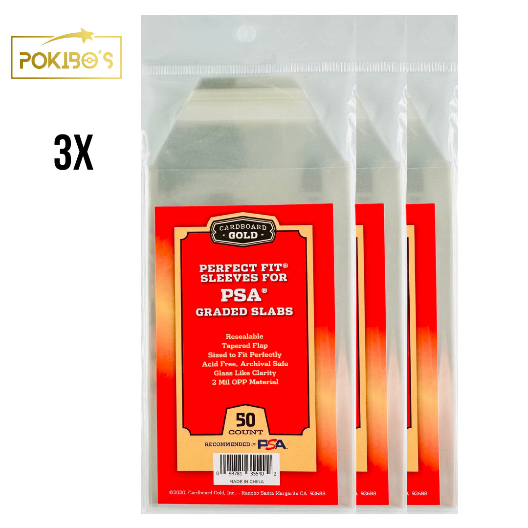 150x PSA Graded Card Sleeves - Perfect Fit Cardboard Gold PSA Sleeves a