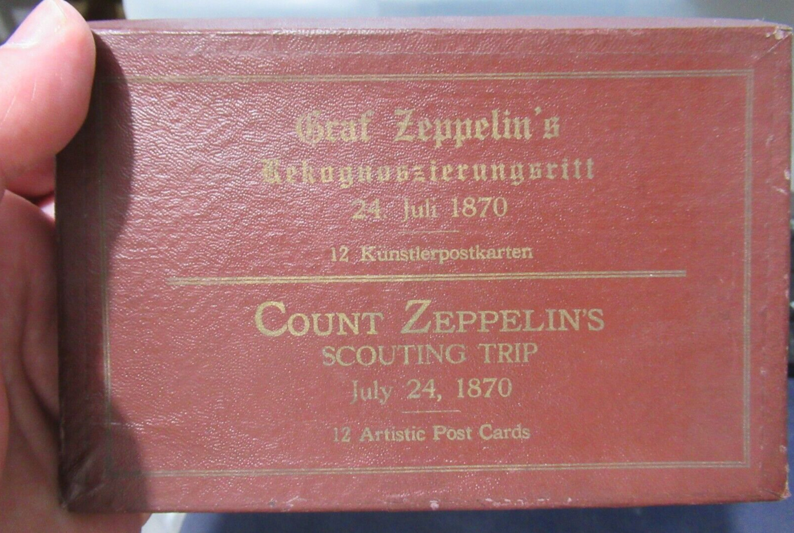 RARE: 1915 Set of 12 Artistic Postcards, Graf Zeppelin's Scouting Trip in 1870