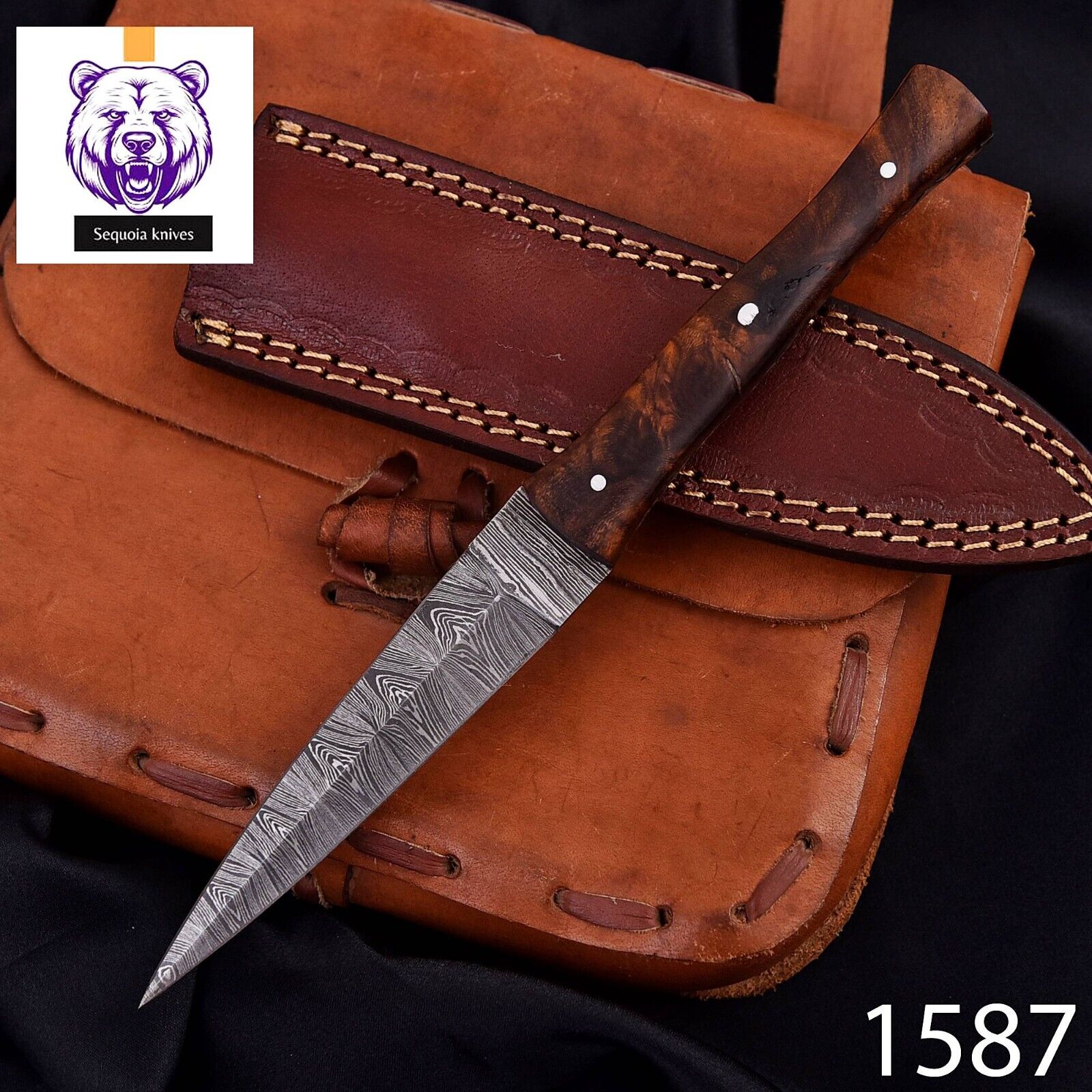 Custom Handmade HAND FORGED DAMASCUS STEEL Hunting Dagger KNIFE +SHEATH AZ 1587
