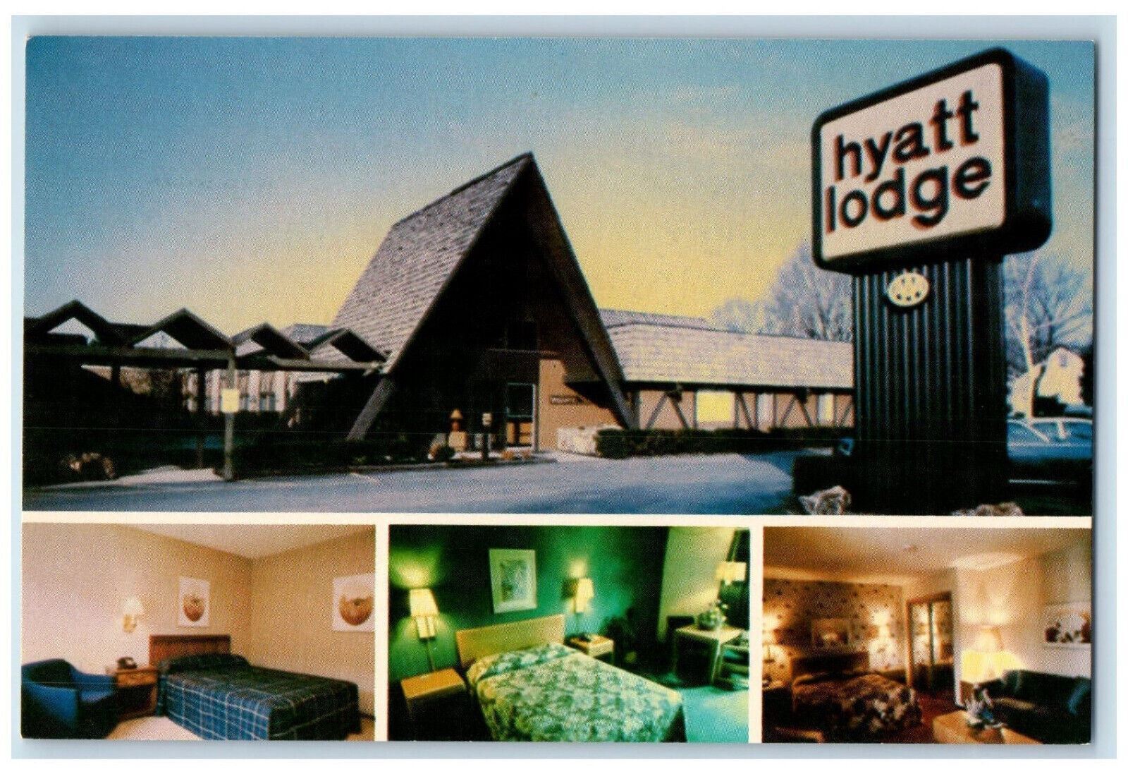 c1950s Hyatt Lodge Maine Street, Belleville Illinois IL Vintage Postcard
