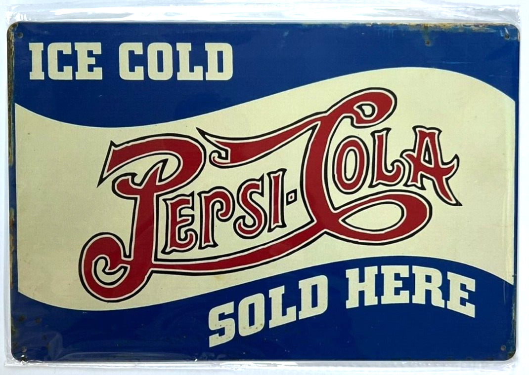 Pepsi-Cola Pepsi Ice Cold Sold Here Vintage Novelty Metal Sign 12