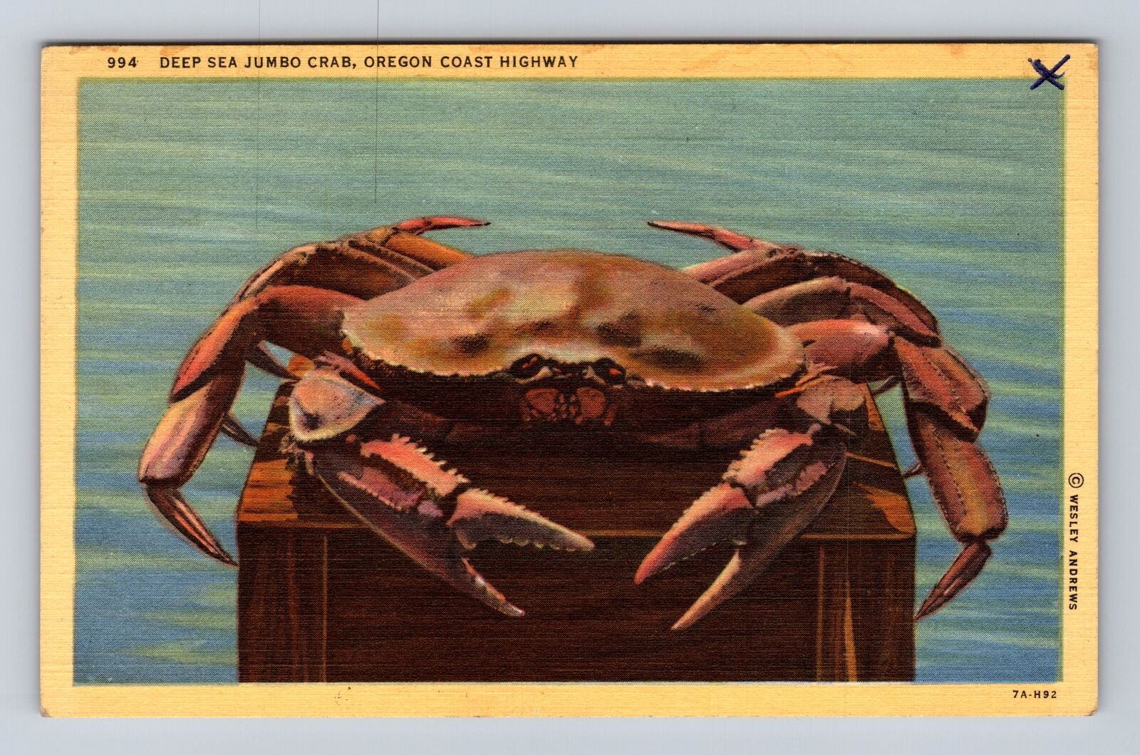 Portland OR-Oregon, Oregon Coast Highway, Deep Sea Jumbo Crab, Vintage Postcard