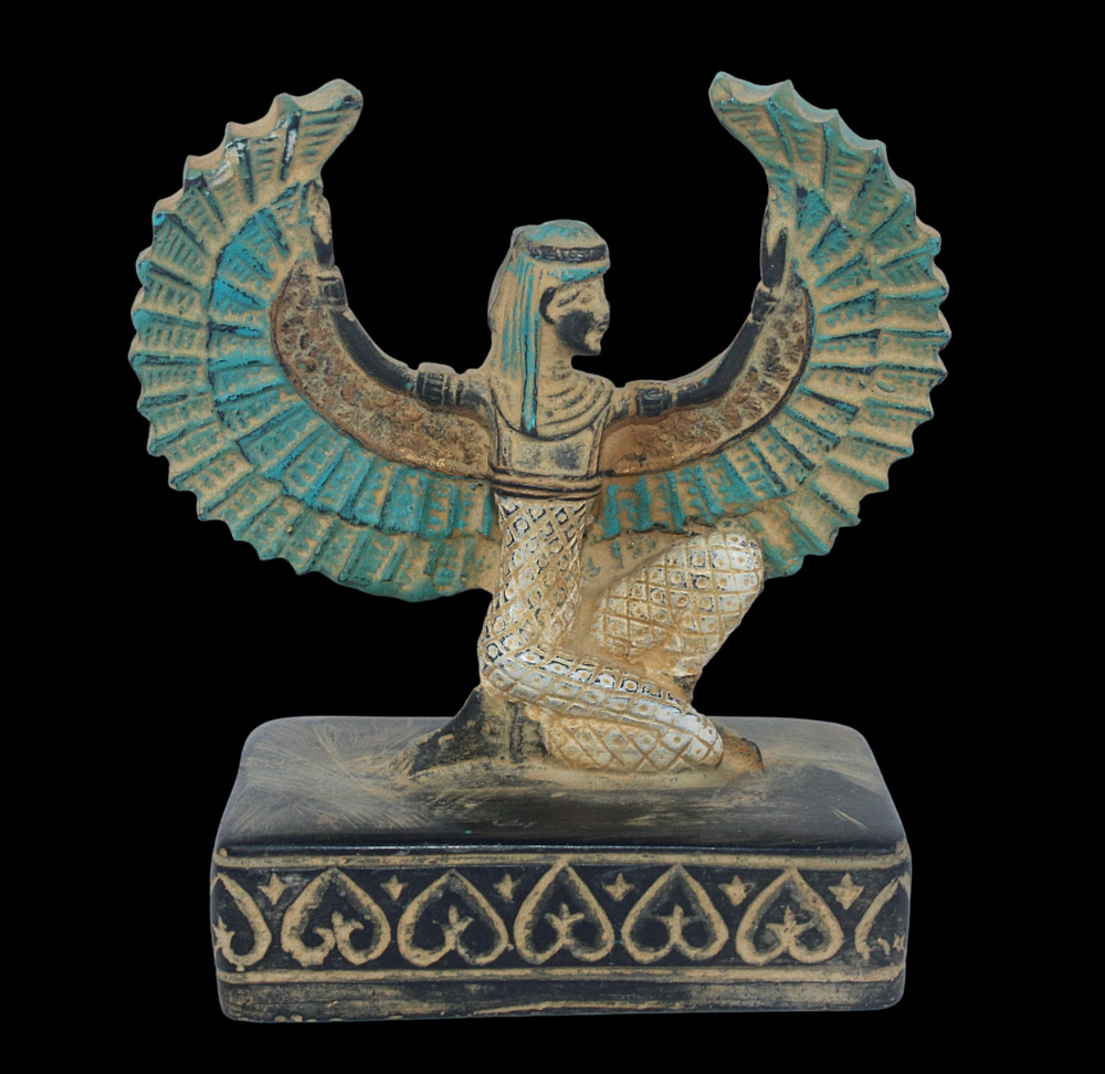 ISIS Winged SET ANCIENT EGYPTIAN ANTIQUE PHARAONIC Statue EGYCOM (I0)