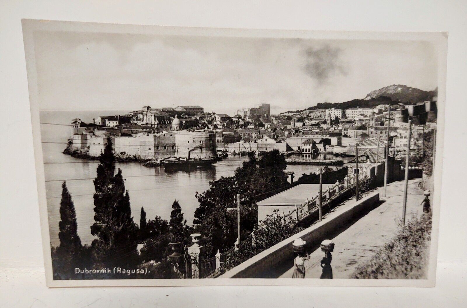 Vintage DUBROVNIK, RAGUSA Croatia Real Black & White Photo Postcard Water Port