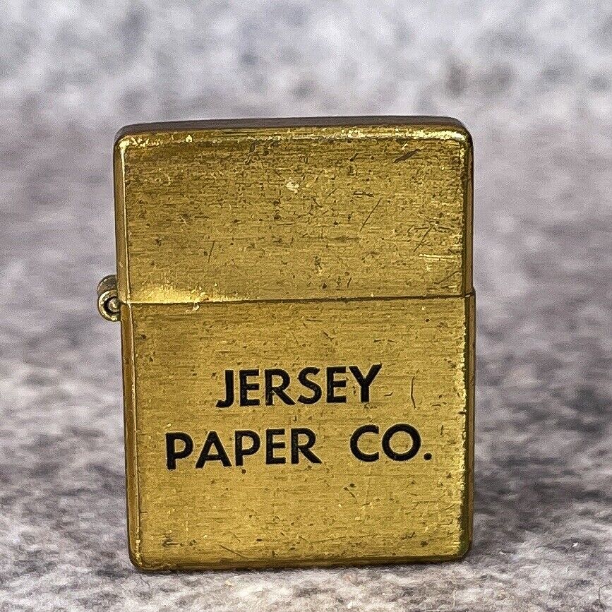 Vintage New Jersey Paper Co. Supreme Japan Brass Lighter 1.25\