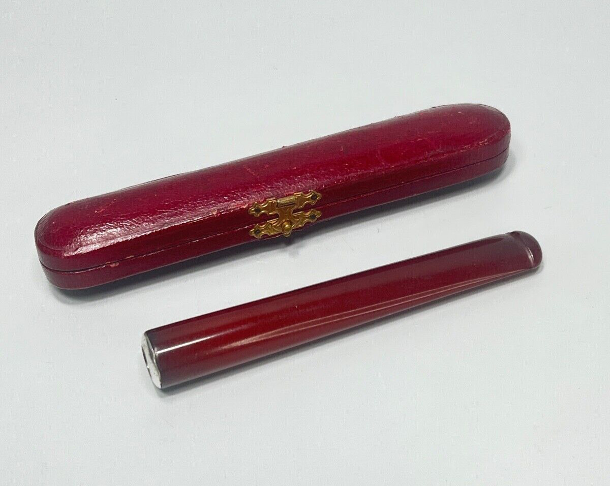Antique 1890\'s Cherry Red Amber Bakelite Cigarette Holder  16.5gr. Long 4.25\'\'