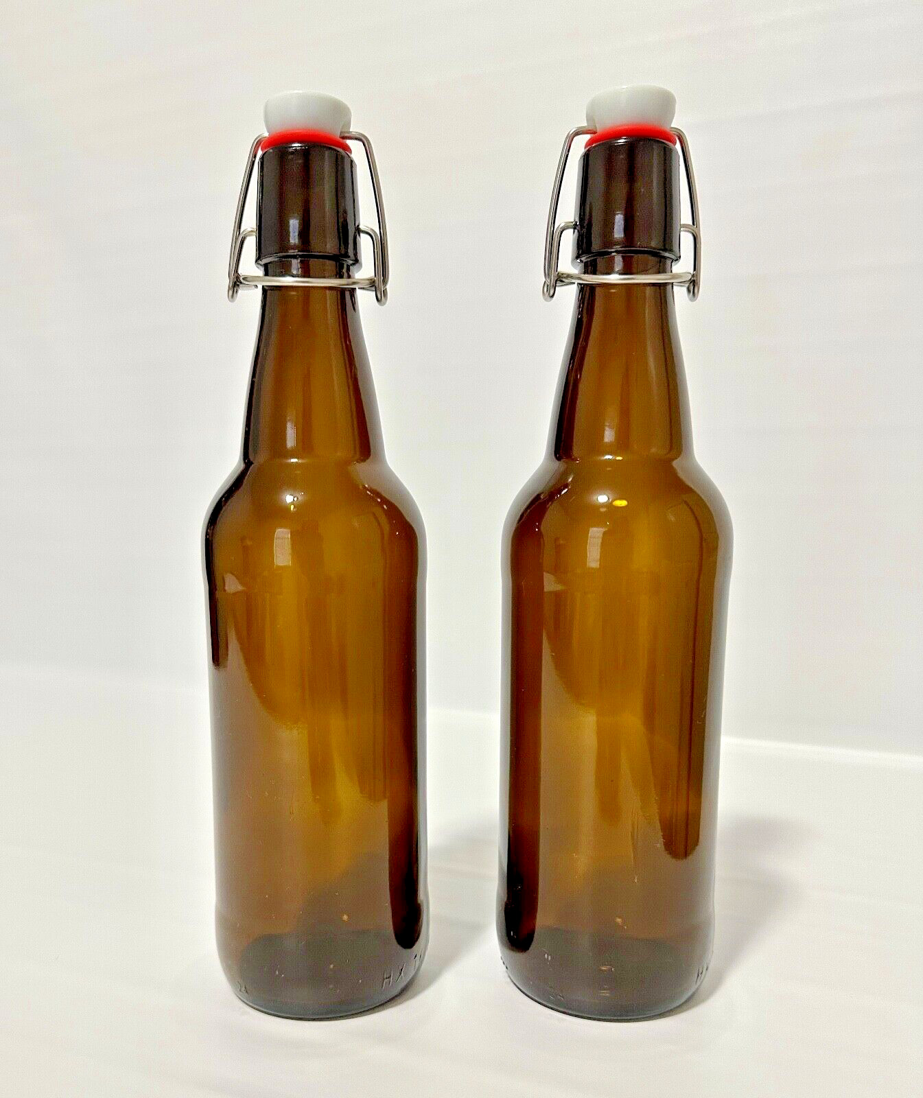 Pair YEBODA 16 Oz Amber Glass Beer Bottles for Home Brewing with Flip Caps