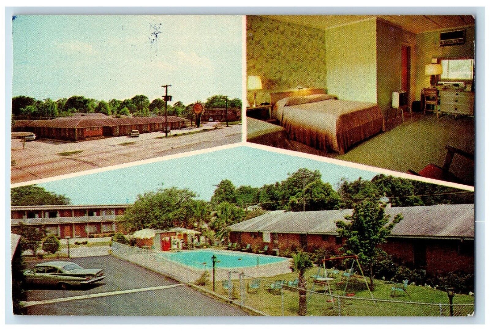 c1950's De Luna Motor Hotel Pensacola FL Multiview Vintage Unposted Postcard