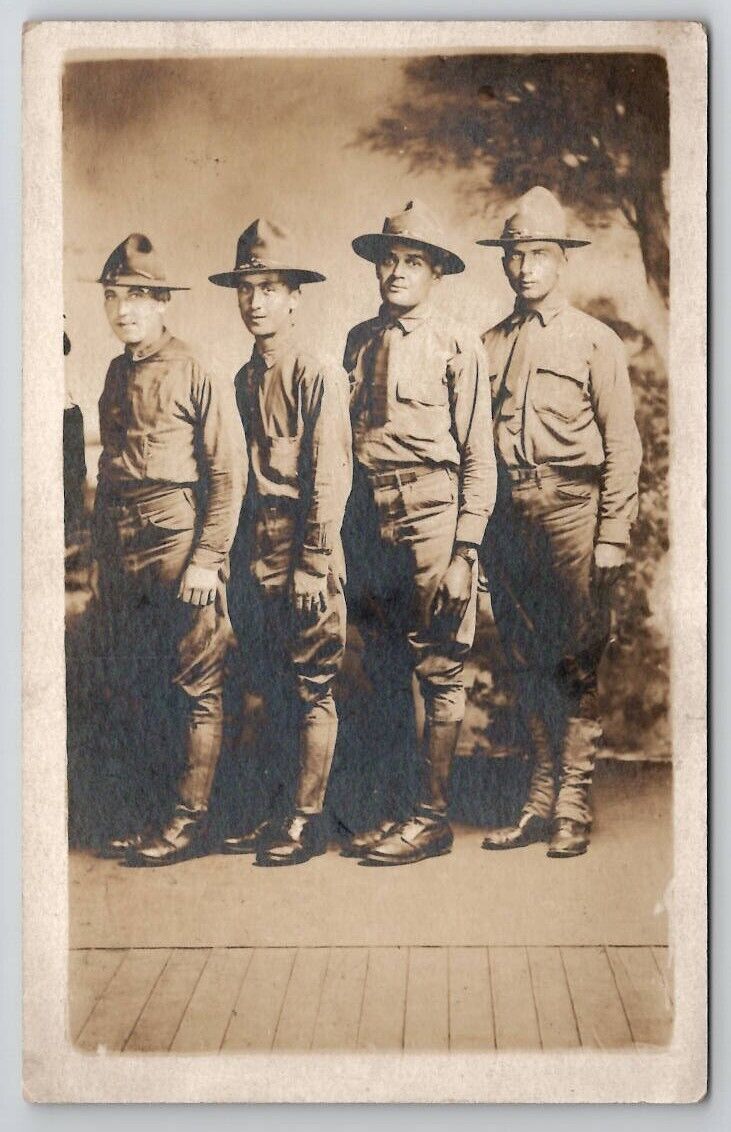 Louisville KY Soldiers Portrait In Uniform RPPC Studio Photo Postcard T22